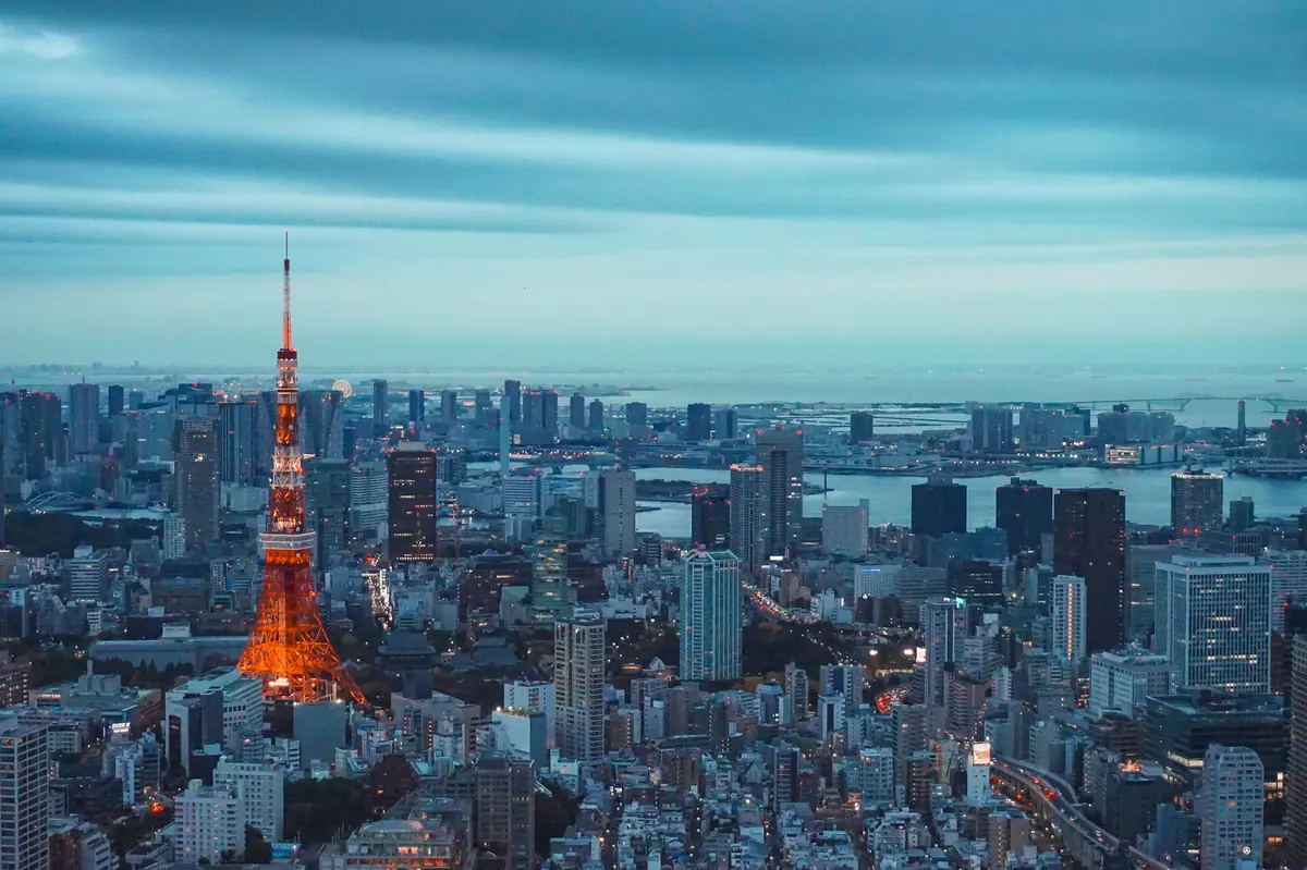 Tokyo Tower and the Tokyo skyline at dusk